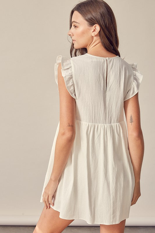 V-Neck Babydoll Dress - White – Shop Estella