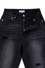 Load image into Gallery viewer, Black Distressed Straight Jeans
