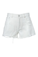 Load image into Gallery viewer, Distressed Denim Shorts - White
