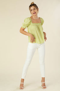 Smocked Blouse with Puff Sleeve